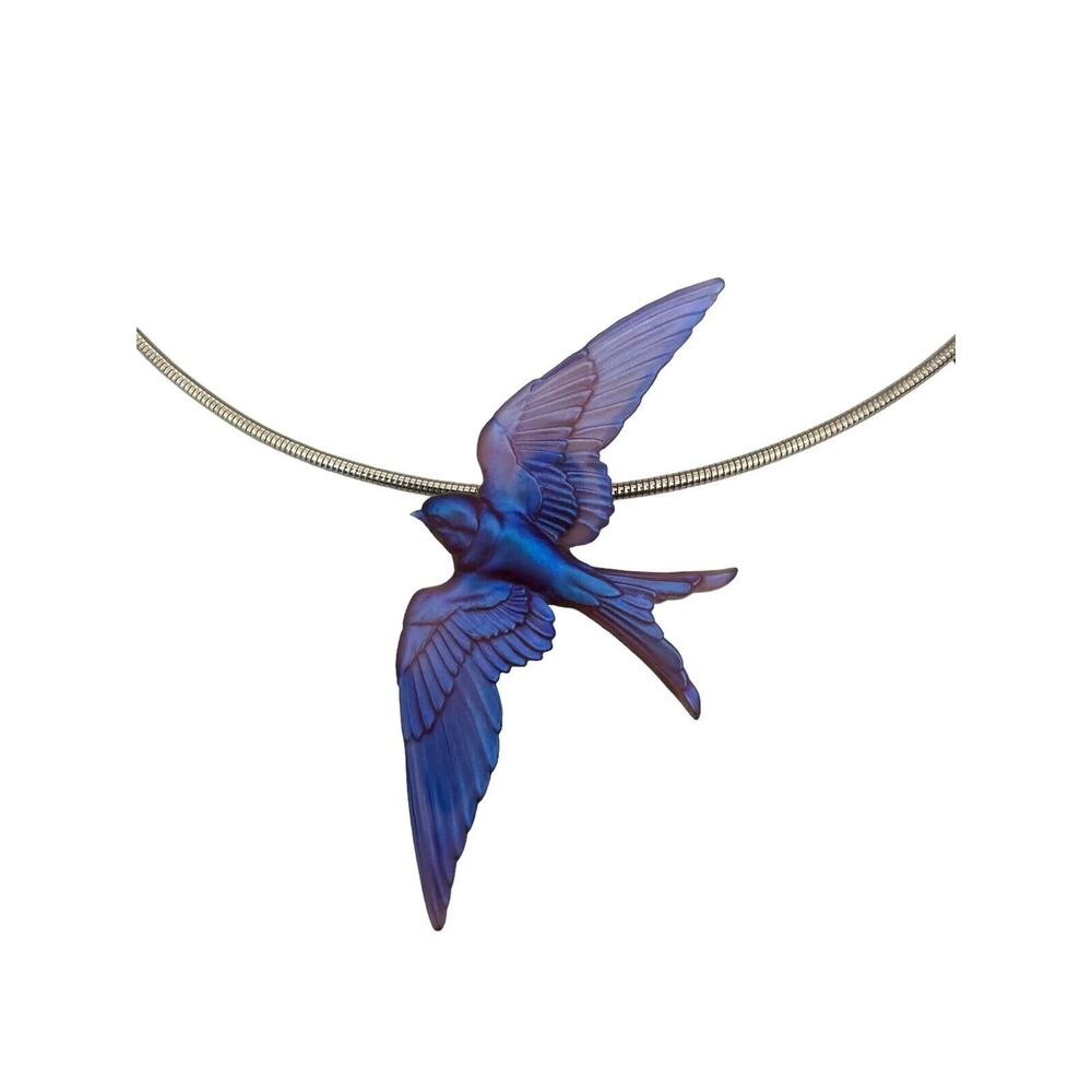 Bluebird Pâte De Verre Glass Pendant Gregory Burgard New Limited Edition Signed - Picture 9 of 16